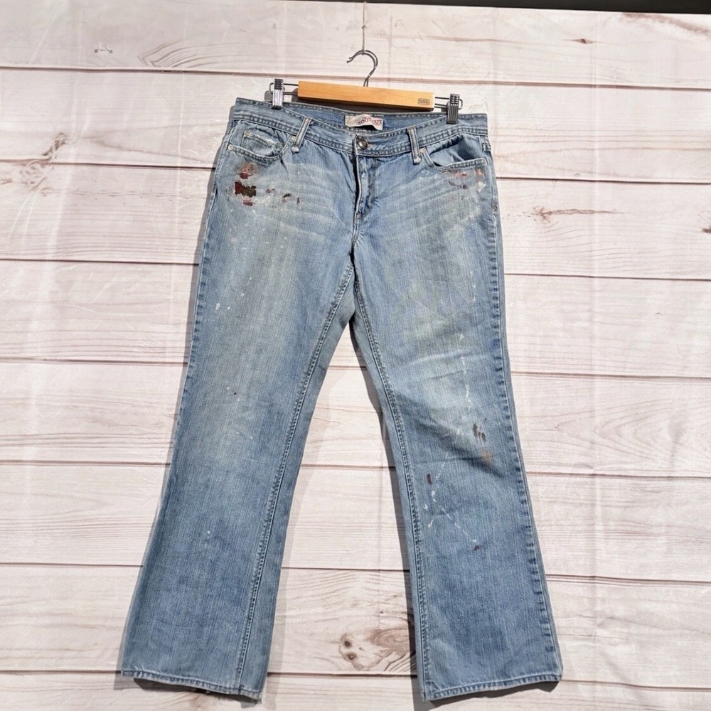Old Navy Jeans Women's 8 Ultra Low Waist Bootcut Paint Splatter Y2K